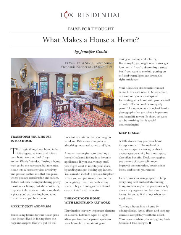 What Makes a House a Home?